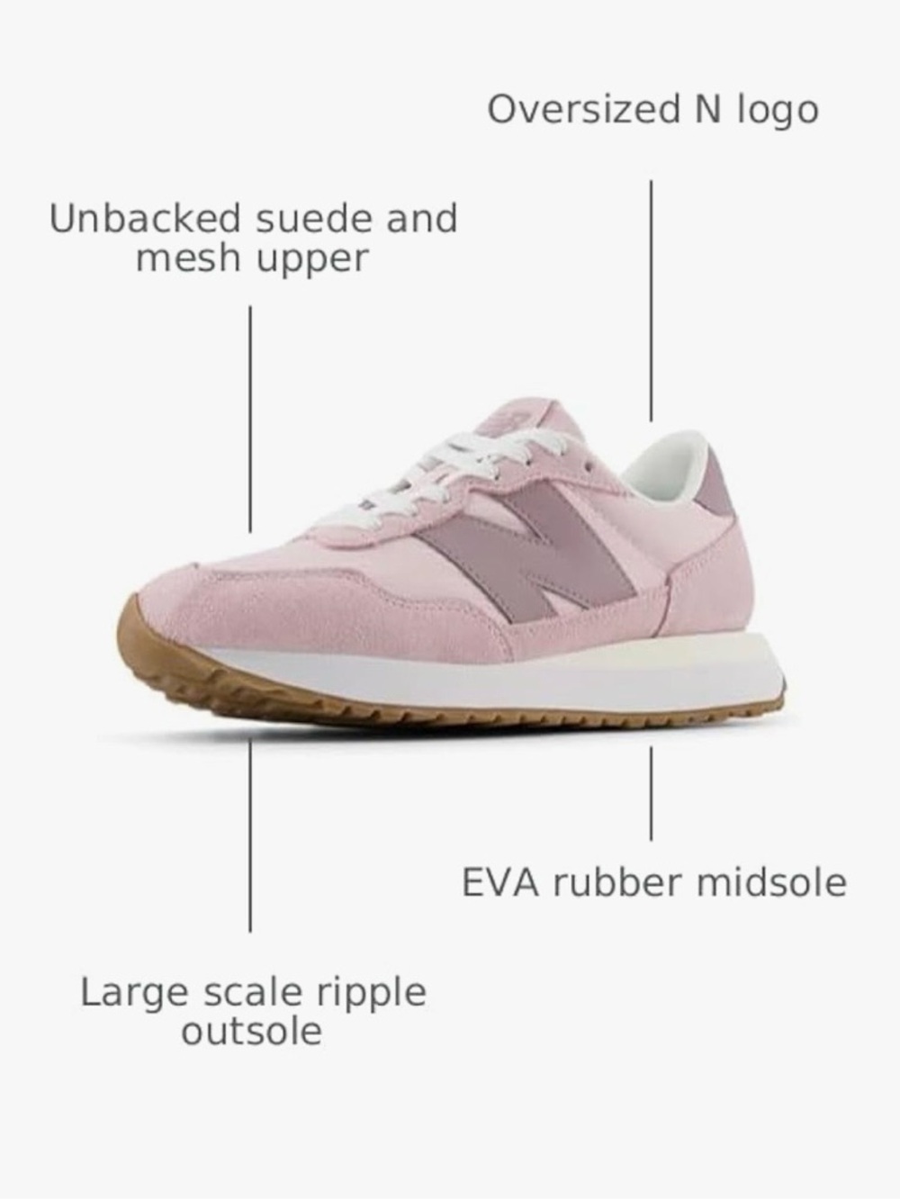 New Balance Women's 237 V1 Sneaker, Rose Sugar/Ice Wine, Size 8 - Picture 2 of 9